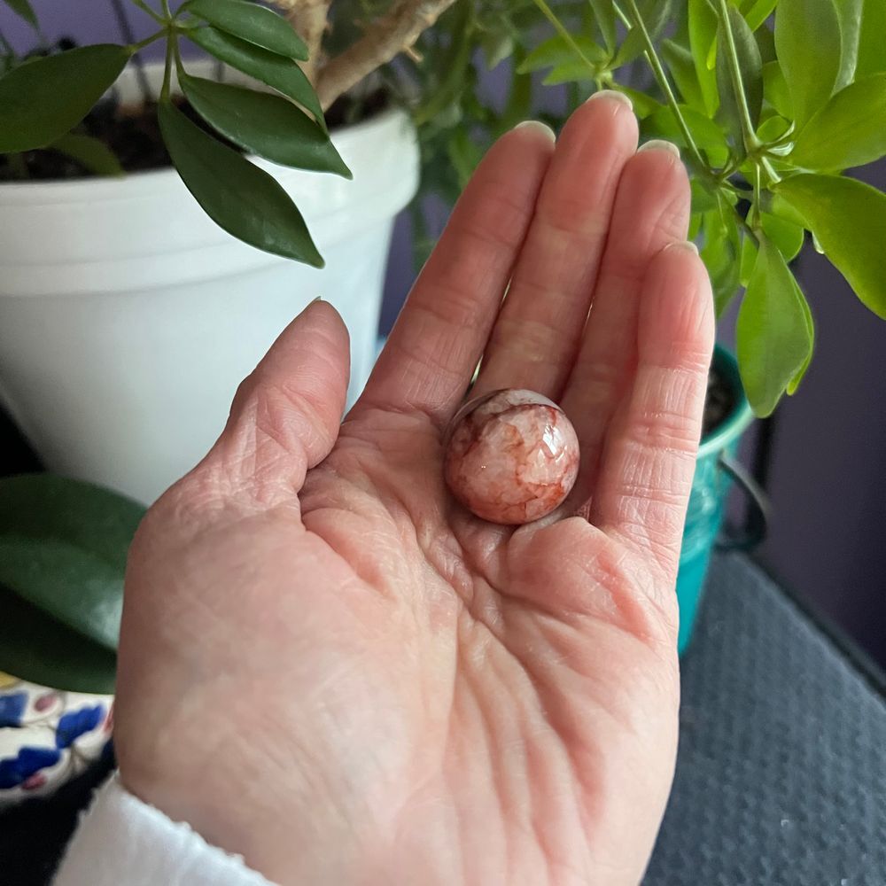 Fire Quartz Crystal Marble Sphere - Picture 2 of 10